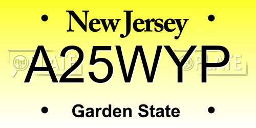 A25WYP New Jersey License Plate