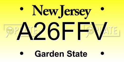 A26FFV New Jersey License Plate