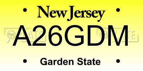 A26GDM New Jersey License Plate