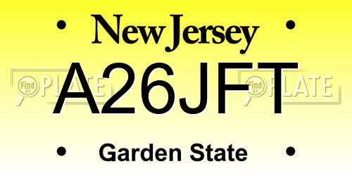 A26JFT New Jersey License Plate