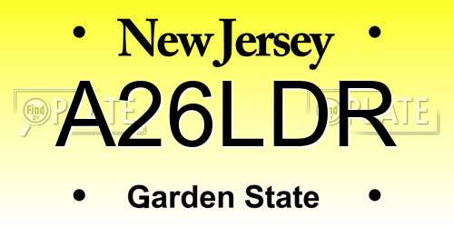 A26LDR New Jersey License Plate