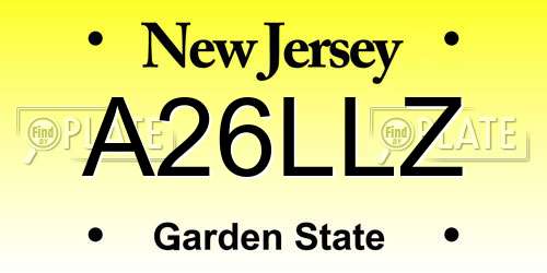 A26LLZ New Jersey License Plate