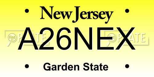 A26NEX New Jersey License Plate