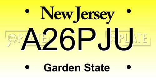 A26PJU New Jersey License Plate