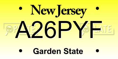 A26PYF New Jersey License Plate