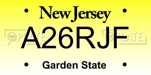 A26RJF New Jersey License Plate