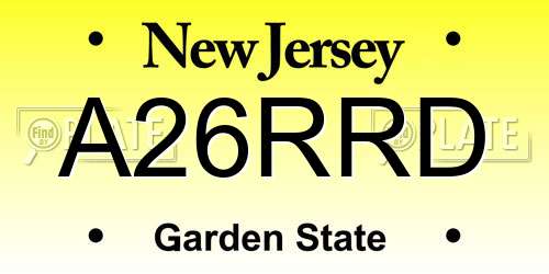 A26RRD New Jersey License Plate