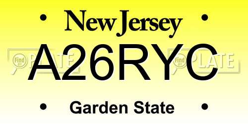A26RYC New Jersey License Plate