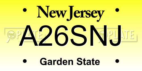 A26SNJ New Jersey License Plate