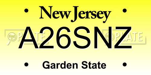 A26SNZ New Jersey License Plate