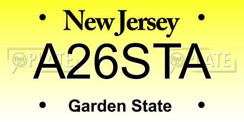 A26STA New Jersey License Plate