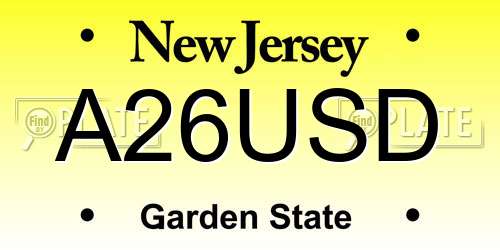 A26USD New Jersey License Plate