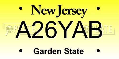 A26YAB New Jersey License Plate