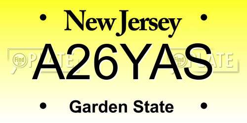 A26YAS New Jersey License Plate