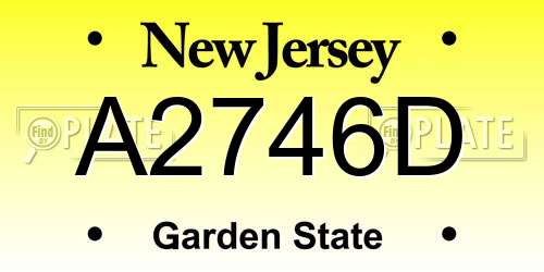 A2746D New Jersey License Plate