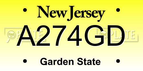 A274GD New Jersey License Plate