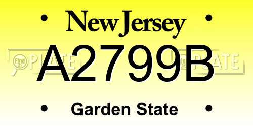 A2799B New Jersey License Plate
