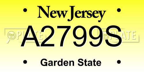 A2799S New Jersey License Plate