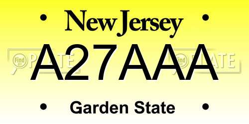 A27AAA New Jersey License Plate