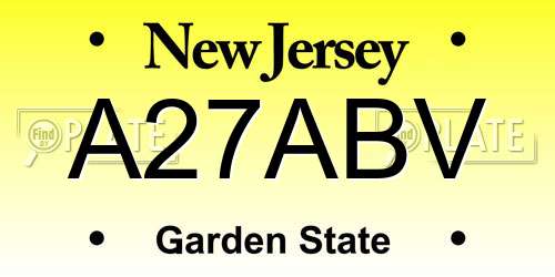 A27ABV New Jersey License Plate
