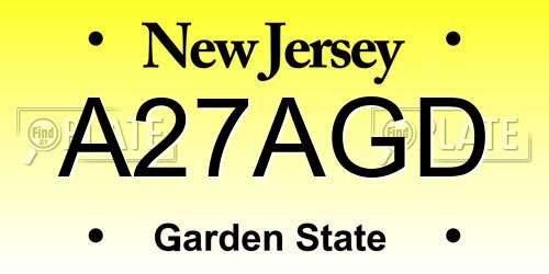 A27AGD New Jersey License Plate