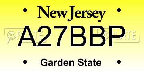 A27BBP New Jersey License Plate