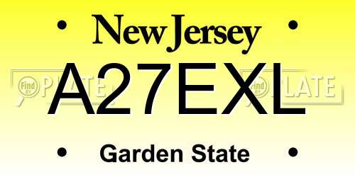 A27EXL New Jersey License Plate