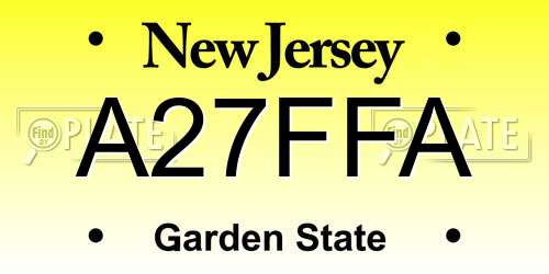 A27FFA New Jersey License Plate