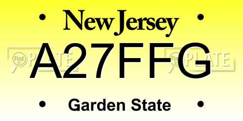 A27FFG New Jersey License Plate