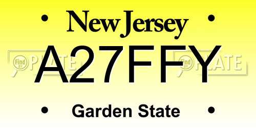 A27FFY New Jersey License Plate