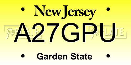 A27GPU New Jersey License Plate