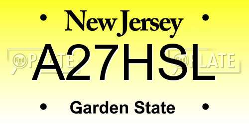 A27HSL New Jersey License Plate