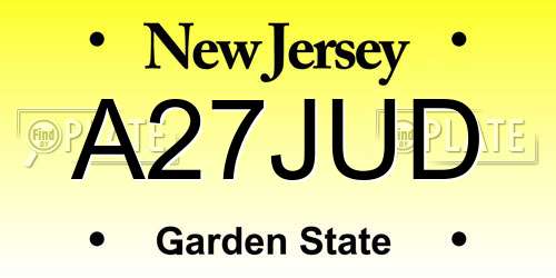 A27JUD New Jersey License Plate