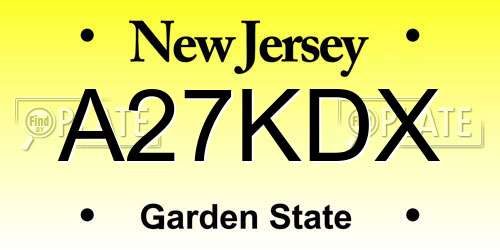 A27KDX New Jersey License Plate