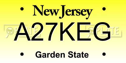 A27KEG New Jersey License Plate