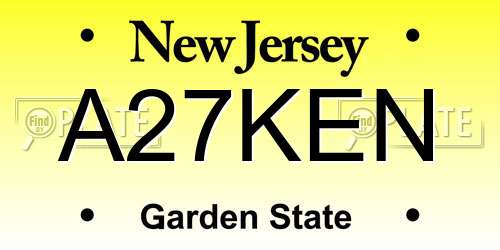 A27KEN New Jersey License Plate