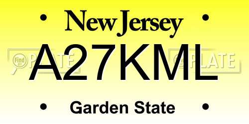 A27KML New Jersey License Plate