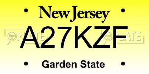 A27KZF New Jersey License Plate