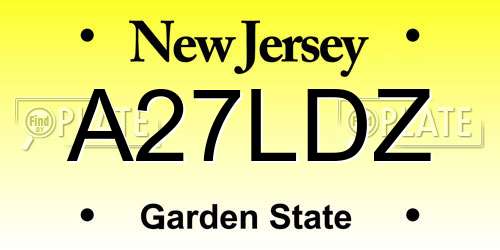 A27LDZ New Jersey License Plate