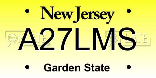 A27LMS New Jersey License Plate