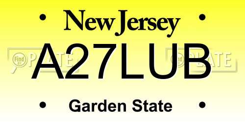 A27LUB New Jersey License Plate