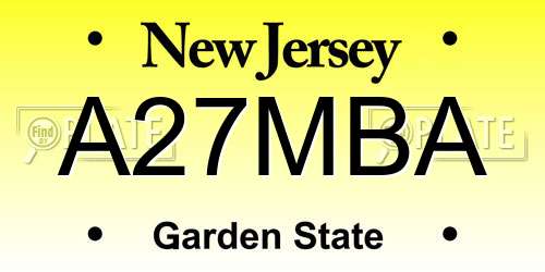 A27MBA New Jersey License Plate