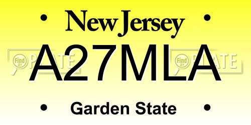 A27MLA New Jersey License Plate