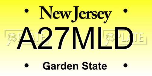A27MLD New Jersey License Plate