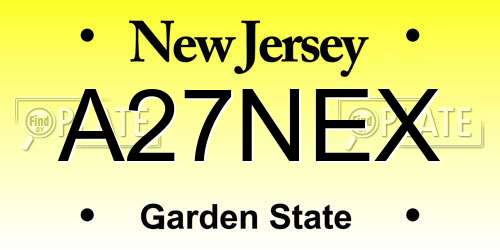 A27NEX New Jersey License Plate