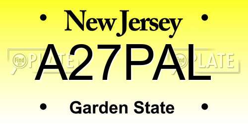 A27PAL New Jersey License Plate