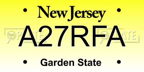 A27RFA New Jersey License Plate