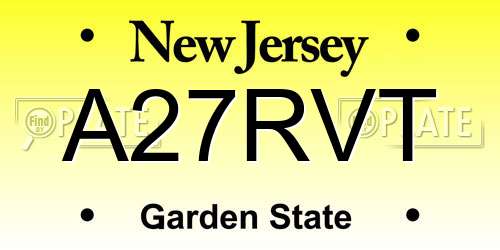 A27RVT New Jersey License Plate