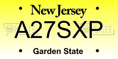 A27SXP New Jersey License Plate