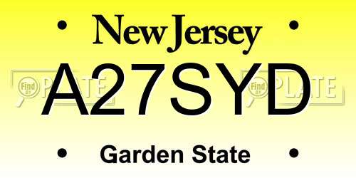 A27SYD New Jersey License Plate